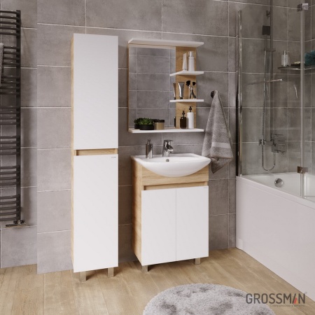 Тумба напольная Grossman ПОЛО-55 см дуб сонома/белая