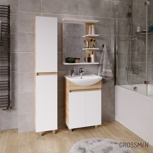 Тумба напольная Grossman ПОЛО-55 см дуб сонома/белая