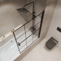 Шторка для ванны Niagara Nova NG-08-10BLACK (100х140) черный матовый,стекло прозрачное с рисунком,распашная,1 место