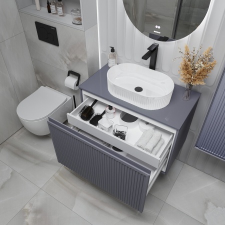 Тумба подвесная "КРИСТАЛЛ-80 см" с 1 ящ. графит матовая