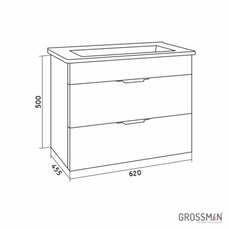 Тумба подвесная Grossman КРОСС-65 см бетон