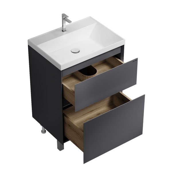 Тумба напольная "МЕРКАДО-60 см" с 2-я ящ. графит матовая (ум. Classica-60)