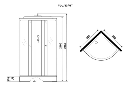 Душевая кабина Niagara Light L90/17 (90х90х215) 3 места