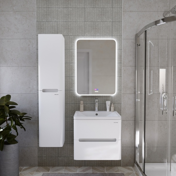 Тумба подвесная "АДЕЛЬ-НОРМА-60 см" с 2-я ящ. белый глянец (ум. Aдель-60)