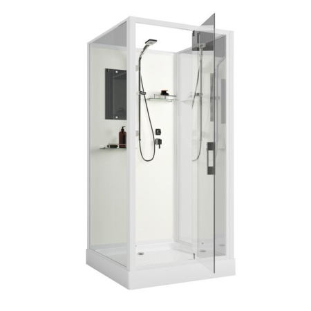 Душевая кабина Niagara Standart ST80/15Q/BK (80х80х200) квадрат,поддон 15см,распашная,проф.белый,без крыши,3 места