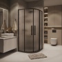 Душевое ограждение Grossman Cosmo 300.K33.02.8080.21.02 (80х80х195) квадрат,раздвижная,черный матовый,стекло шиншилла, 1 место