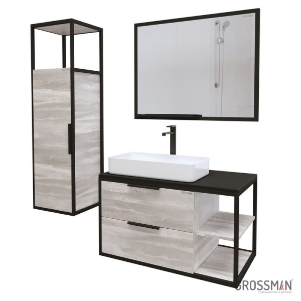 Пенал подвесной Grossman ЛОФТ-40 см шанико/металл