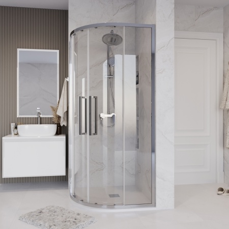 Душевое ограждение Grossman Cosmo 301.K33.02.8080.10.00 (80х80х195) четверть круга,раздвижная,хром,стекло прозрачное, 1 место