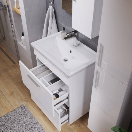 Тумба напольная "НЕО-60 см" с 2-я ящ. белая (ум.Фостер-60)