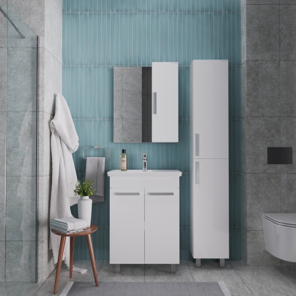 Шкаф-зеркало "НЕО-70 см" универсал. в краске, белый