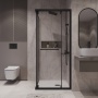 Душевое ограждение Niagara Nova NG-6833-34ВLACK (90х90х195) квадрат,черный матовый,двери раздвижные,стекло прозрачное,1 место