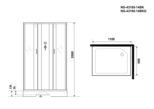 Душевая кабина Niagara NG 43185-14QBK Без крыши