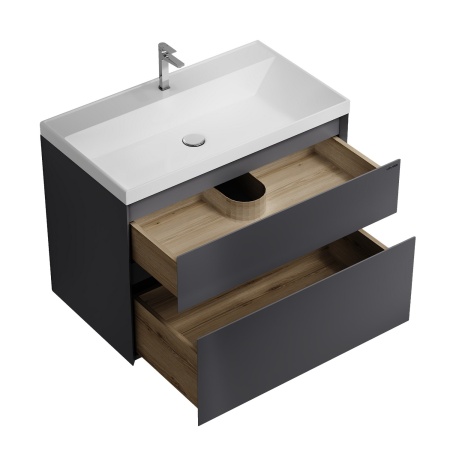 Тумба подвесная "МЕРКАДО-80 см" с 2-я ящ. графит матовая (ум. Classica-80)