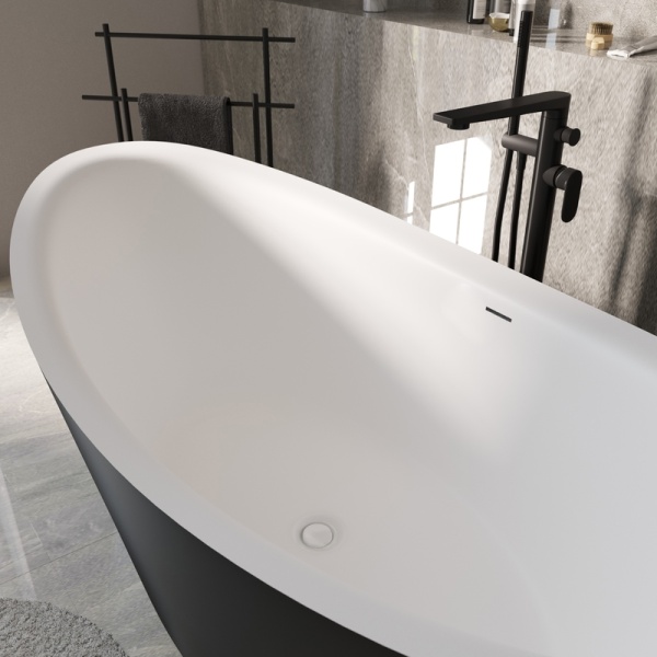 Ванна отдельностоящая Grossman Galaxy GR-1402MB (180х85х65) цвет черный/белый матовый,1 место