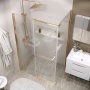 Душевое ограждение Grossman Pragma 100.K33.03.110.32.00-200.K33.03.90.32.00 (110х90х195) распашная,золото сатин,стекло прозрачное,2 места