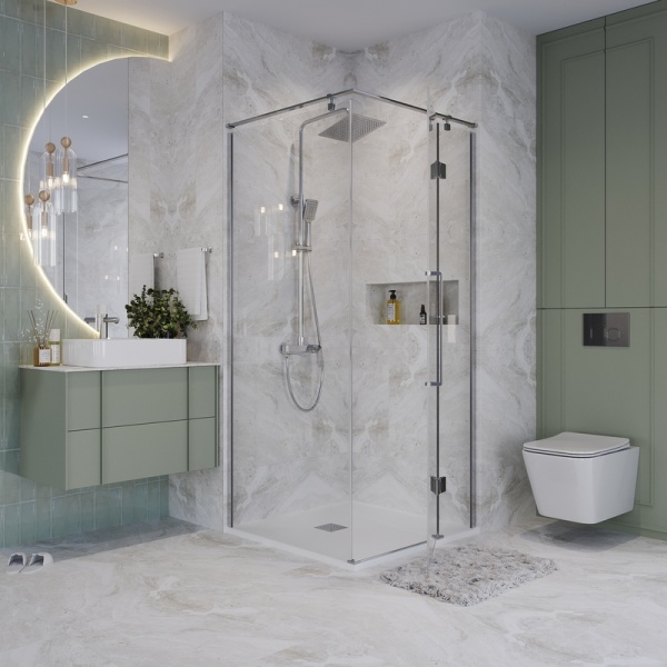 Душевое ограждение Niagara Nova NG-6632-34 (100х100х195) квадрат,хром,дверь распашная,стекло прозрачное,1 место