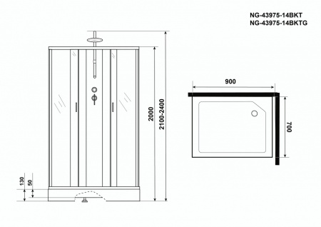 Душевая кабина Niagara NG 43975-14QBKTG Без крыши