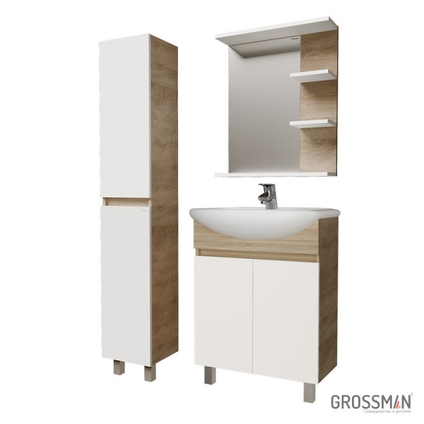 Тумба напольная Grossman ПОЛО-60 см дуб сонома/белая