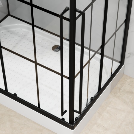 Душевая кабина Niagara Standart ST120/80/15QL/KL/BKT (120х80х225) низкий поддон(15см),черный,стекло прозрачное,3 места