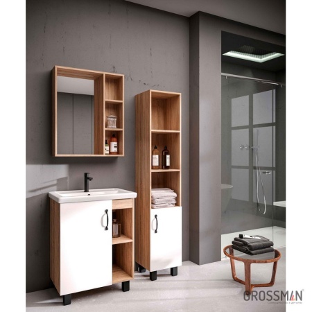 Пенал напольный Grossman ФЛАЙ-30 см дуб сонома/белая