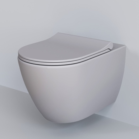 Унитаз Queen 113T20301R (570*360*400) СЕРЫЙ МАТОВЫЙ подвесной БЕЗОБОДКОВЫЙ, 1 место