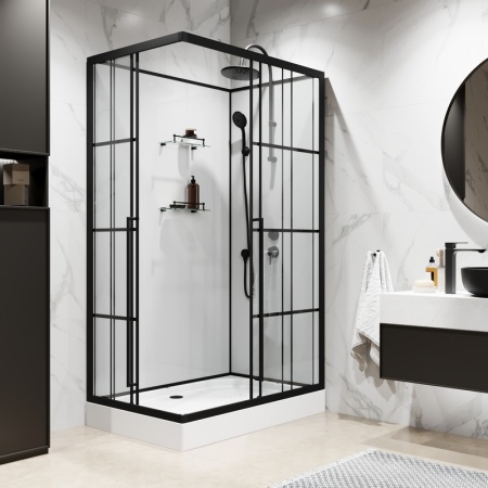 Душевая кабина Niagara Standart ST120/80/15QR/KL/BKT (120х80х225) поддон низкий(15см),черный,стекло прозрачное,3 места
