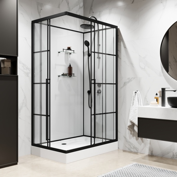 Душевая кабина Niagara Standart ST120/80/15QR/KL/BKT (120х80х225) поддон низкий(15см),черный,стекло прозрачное,3 места