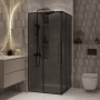 Душевое ограждение Niagara Nova NG-2823-34BLACK (90х90х195) квадрат,черный матовый,двери раздвижные,стекло тонированное,1 место