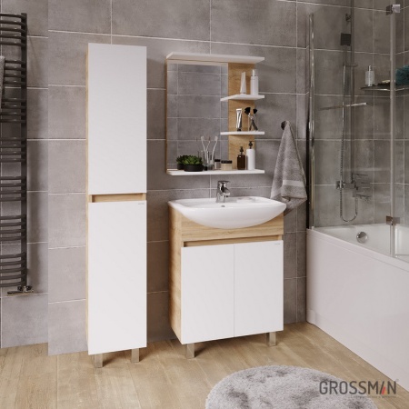 Тумба напольная Grossman ПОЛО-60 см дуб сонома/белая