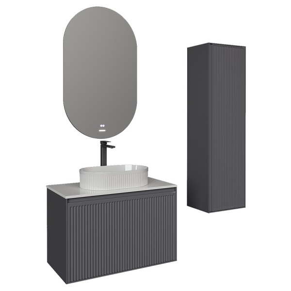 Пенал подвесной "КРИСТАЛЛ-35 см" универсальный графит матовый