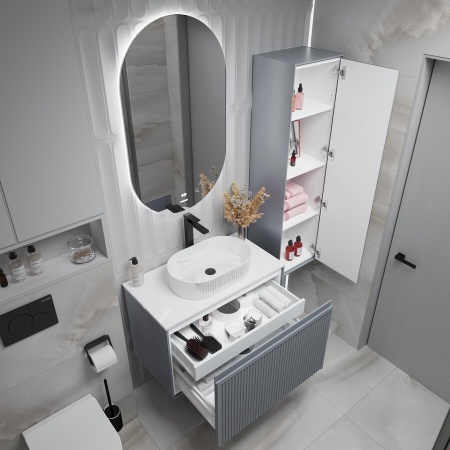 Тумба подвесная "КРИСТАЛЛ-80 см" с 1 ящ. графит матовая