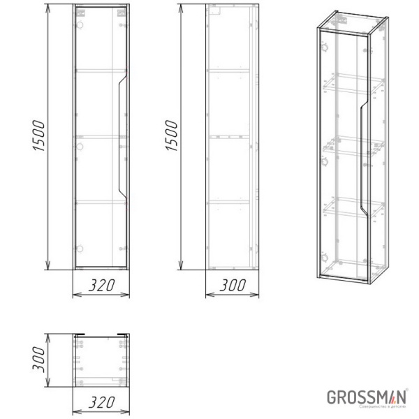 Пенал подвесной Grossman ЛАЙФ-32 см винтажное дерево темное/графит