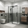 Душевое ограждение Grossman Classic 100.K33.04.100.21.00-200.K33.04.80.21.00 (100х80х195) раздвижная,черный матовый,стекло прозрачное,2 места