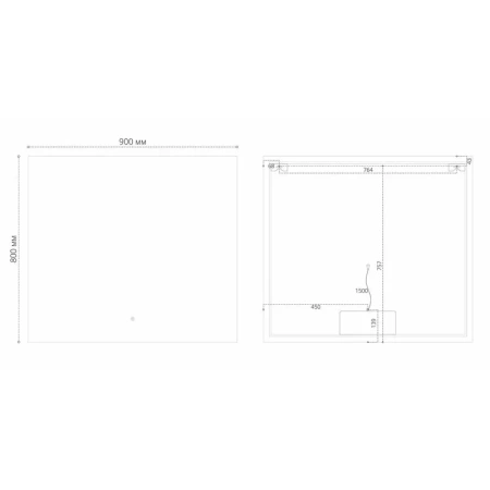 Зеркало Grossman Pragma-норма 90 х 80 см, LED подсветка, подогрев, 189080